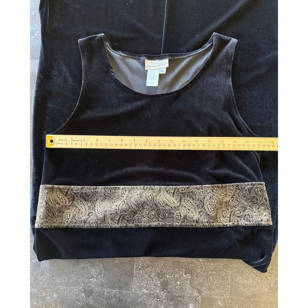 Coldwater Creek Size 12 Black Velvet Paisley‎ Maxi Dress Jacket 2-Pc Set Holiday - Picture 12 of 16